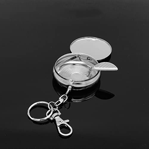 Image of 2PCS Circular Ashtray Portable Car Ashtray, Mini Size Pocket Ashtrays with Lid Smell Proof, Stainless Steel Travel Ashtrays with Keychain