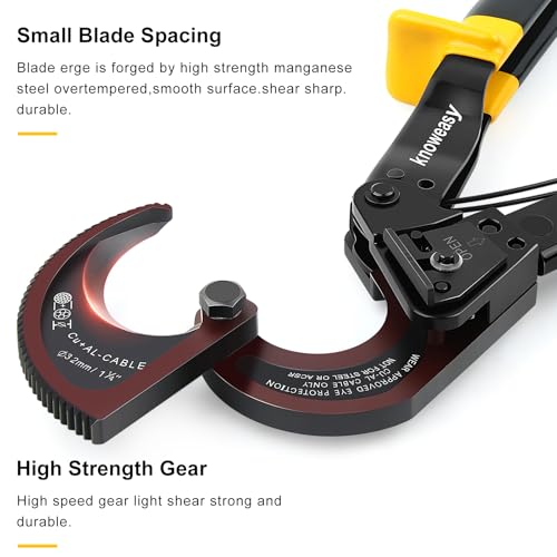 Image of Ratchet Cable Cutter,Knoweasy Upgraded Cable Cutter and Ratchet Wire Cutter Works for Aluminum and Multi-core Cables up to 240mm
