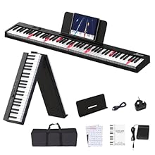 ♫【Foldable Piano Multifunction】This folding piano keyboard features LCD screen, recording and playback, 128 tones, 128 rhythms, 88 keyboard percussion, 20 demo music and built-in speakers and keyboard drum function. ♫【Bluetooth and MIDI Function】This...