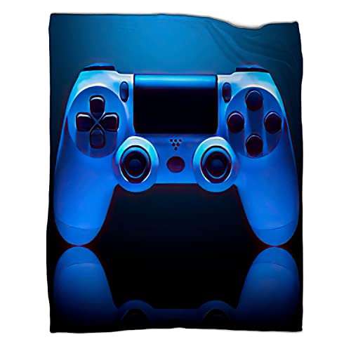 Travel Blanket White Video Game Joystick Gamepad Comfortable Warm Soft Easy to Care, Machine Washable Suitable for Bedroom Sofas Etc. 70×90 Inches