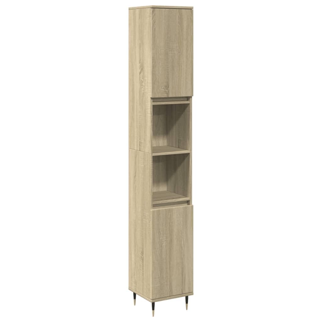 vidaXL Armario de baño Madera contrachapada Roble Sonoma 30x30x190 cm, Armario de Almacenamiento de baño, Unidad de Almacenamiento de baño, Mueble de baño de Piso