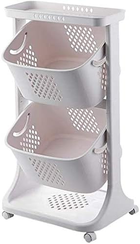 Amazon Tomoralランドリーバスケット ランドリーラック ランドリーカート キッチントラック スタイリッシュなストリッピングバスケット ホイール付きバスルーム収納カート 取り外し可能な収納バスケット バスルーム収納 ランドリーボックス 2層 ランドリー収納
