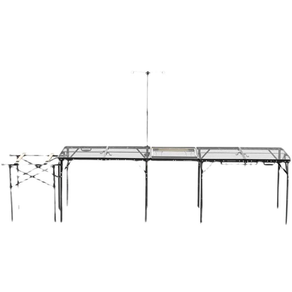 UPJAKS Mesa de Camping Plegable Mesa Plegable de Malla de Hierro Cocina móvil Picnic al Aire Libre Camping Cocina Consola portátil y fácil de Instalar Polo con Soporte Ligero para Picnic Playa Pesca