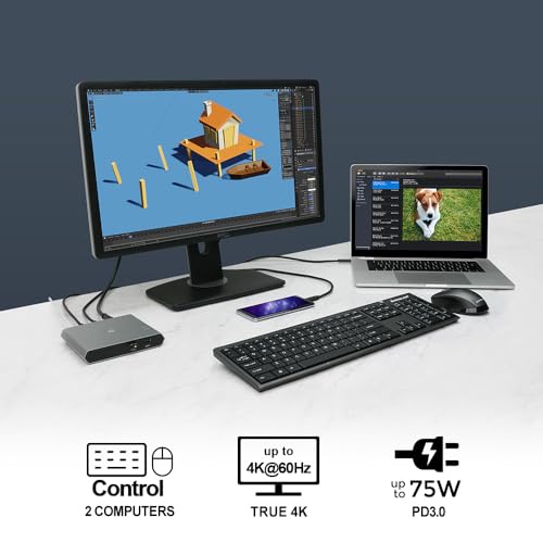 Image of KVM 2-Port USB-C - IOGEAR 2 USB-C /Thunderbolt 3 Devices - 2 USB 3.1, Up To 5Gbps - 4k 30Hz - Power Delivery 75W - Plug n Play - TAA - Mac /Win - GUD3C04