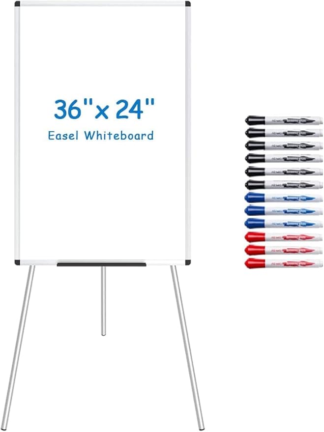 VIZPRO Whiteboard Easel, 36 x 24 Inches, Portable Dry