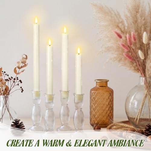 Image of Rossesay 24 Pcs Flameless LED Taper Candles Battery Operated Candle 6.5 inch, 7.7 inch, 8.9 inch, 10 inch Flameless Candlesticks Flickering for Christmas Church Wedding Indoor Decoration(Dripping, Ivory)