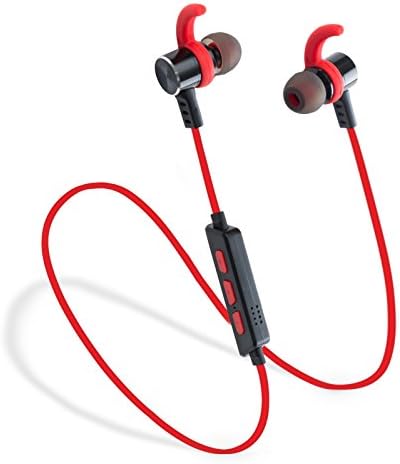 Laud Sports Bluetooth Wireless in-Ear Headphones - Premium HD Sound - Noise Cancelling Stereo Headset + Mic & Controls - Sweatproof Earphones - for Gym Workouts, Running - Galaxy Note 9 (Red)
