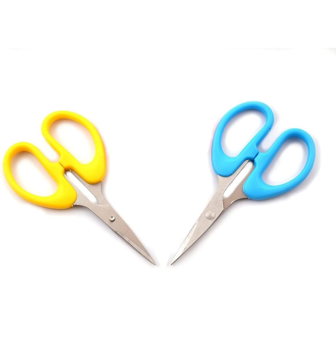 Multipurpose Stainless Steel Scissors, Small Size for Moustache, Nose Hair, Kitchen Use, Pack of 2