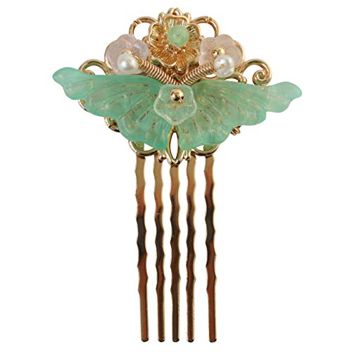 Butterfly hair comb Handmade Hanfu Kimono Hair Accessories Oriental Culture 汉服发梳 中国风发饰 女式头饰