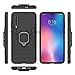 Phone Case for Xiaomi Mi 9 with Tempered Glass Screen Protector Cover and Magnetic Ring Holder Stand Kickstand Slim Hard Cell Accessories Xiami Mi9 Rubber Men Boys Women Girls Dual Layer Cases Black