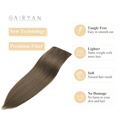Gairyan 24inch Straight Clip in Hair Extensions Long Full Head Hair Extension 8PCS Synthetic Hairpiece Natural Look for Women (Golden Brown) - Image 4