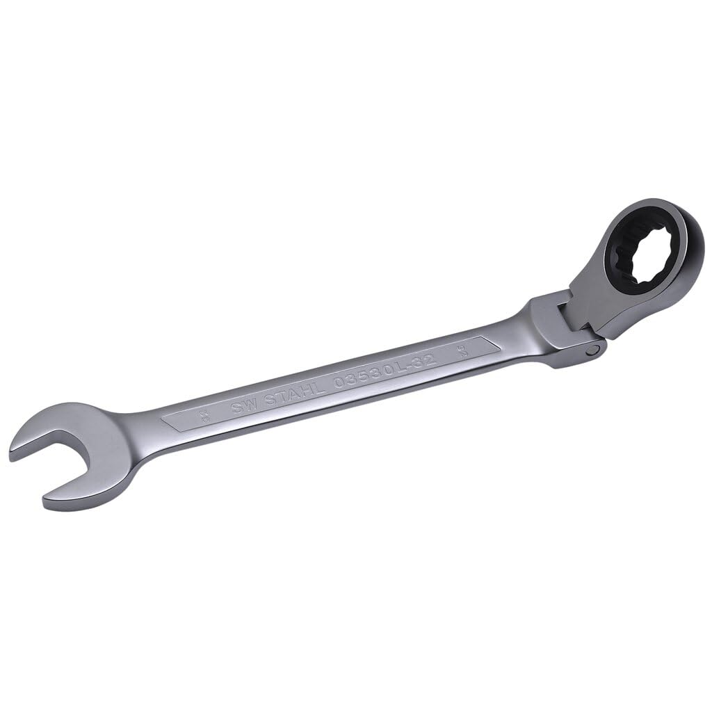 SW-Stahl 03530L-32 Chiave a Cricchetto Combinata Snodata, 32 mm, 72 Denti | Acciaio cromo vanadio di alta qualità, testa articolata flessibile, lunghezza 425 mm, ideale per officina e fai da te