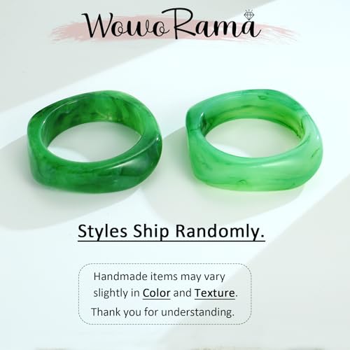 WOWORAMA Colorful Resin Acrylic Bangle Bracelets for Women Geometric Chunky Mottled Acetate Resin Bangles Wide Acrylic Plastic Bracelets Statement Jewelry