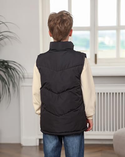 RAISEVERN Boys Puffer Vest Kids Zipper Winter Quilted Sleeveless Jacket with Pockets 5-12 Years3