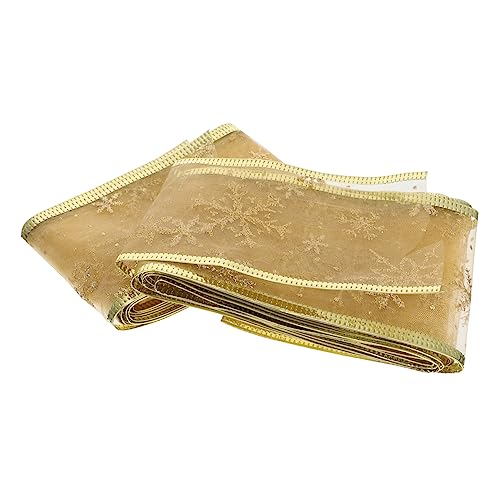 NUOBESTY 3 Juegos Cinta De Navidad Cinta De Nieve De Nieve Adorno De Árbol De Navidad Tirar De Lazo De Cinta Cintas De Borde Con Alambre Decoraciones Caer Golden Paño 2 Piezas * 3