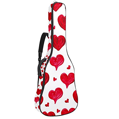 Housse guitare acoustique 106 cm rouge design soigné sac matelassé