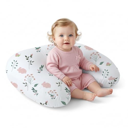 Image of Little Grape Land Nursing Pillow,Upgraded Breast Feeding Pillow for Mom,Breastfeeding & Bottle Feeding for 0–15 Months, Soft Machine Washable Cover with Firm Breathable Filling, Tummy Time,Bunny