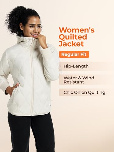 ORORO Women's Heated Quilted Jacket with Battery, Lightweight Quilted Heated Coat with Hood (Charger Not Included)3