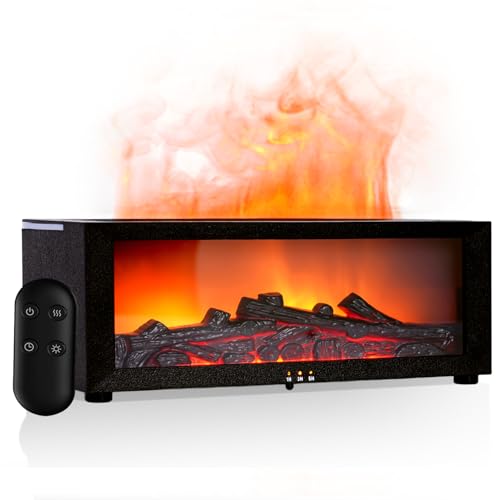 Fireplace Humidifier Diffuser, 7 Colors Flame Diffuser for Essential Oils, Fire Aroma Diffuser with Remote, Air Humidifiers Aromatherapy Diffuser for Home, Bedroom, Office,Yoga