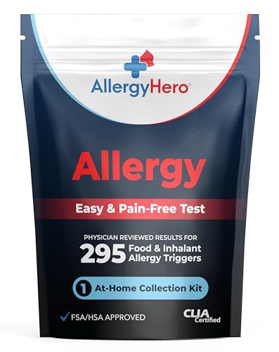 AllergyHero Comprehensive Food and Environmental Allergy Test Kit with 295 Triggers for Adults &...