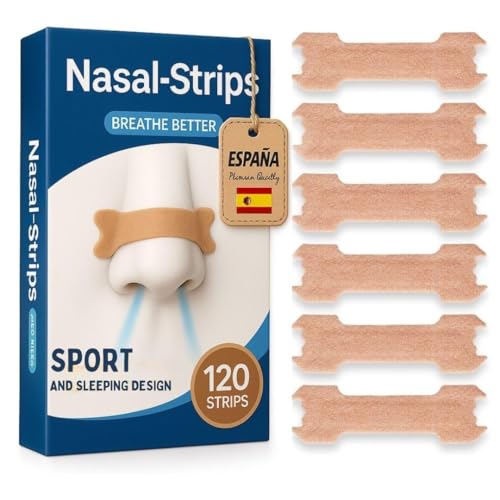 120 Tiras Nasales Antironquidos Extra Fuertes 19x66mm, Adhesivas para Mejorar la Respiración y Reducir Ronquidos, Pack de 120 Unidades