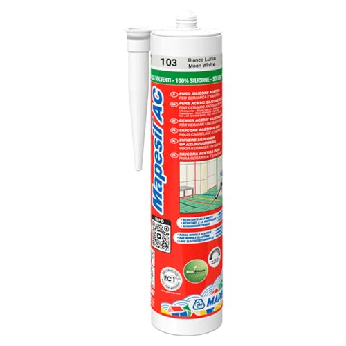 Mapei mapesil AC mould resistant silicone sealant cartridge 310ml (1, White)