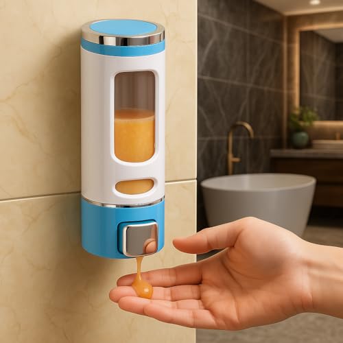 Image of soap Dispenser Wall Mounted for Bathroom | Wash Basin | Liquid Sanitizer Shower Gel Dish Wash Soap Dispenser for Bathroom Kitchen 400Ml