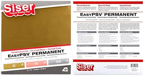 Siser EasyPSV Pressure Sensitive Vinyl - Treasure Collection - Permanent - Metallic 2 Sheets Each Golden, Rose Gold, Silver Dollar 12" x 12" with a Gloss Finish