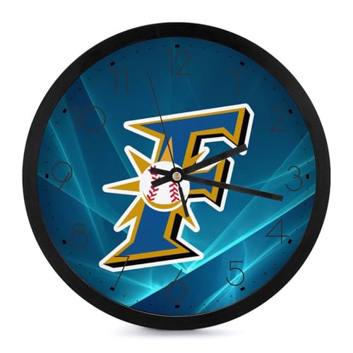 北海道日本ハムファイターズ 掛け時計 壁掛け時計 円形 静音 電池式 アラビア数字 オフィス/寝室/リビング