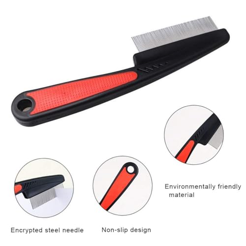 nuoshen Flohkamm zum Entfernen Flöhe, Haustierkamm Profi Flohkamm Rostfreier Stahl Läusekamm Staubkamm für Katzen und Hunde