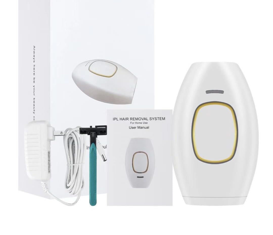 IPL Hair Removal Device, IPL Hair Removal System, Permanent Hair Remover with 5 Energy Levels, Painless Hair Removal for Women and Men, Hair Remover for Facial, Legs, Arms, Body (White)