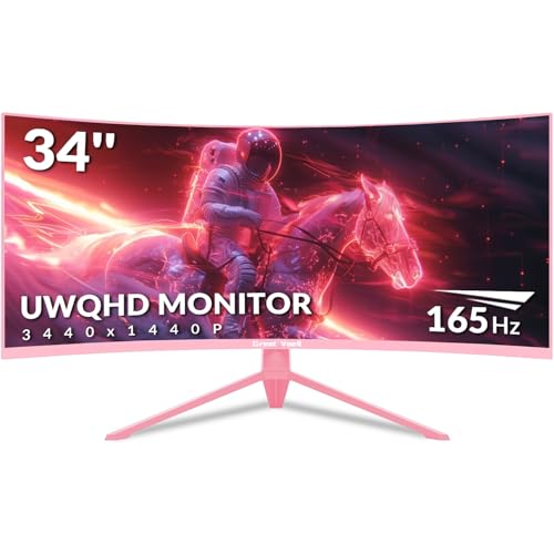 Great voell Monitor Gaming Curvo 34 Pulgadas 4K 165Hz 1500R HDR10 FreeSync 4000:1 Base Instalación Rápida Amplia Gama Colores