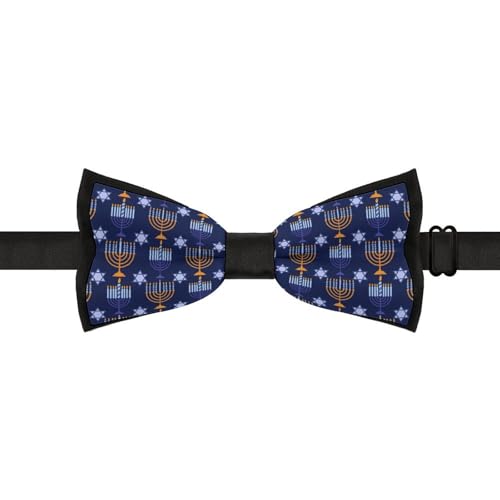 GoasNei Happy Hanukkah Jewish Chanukah Holiday Bow Tie for Men Adjustable Necktie Funny Tie Neck Ties for Weddings Party