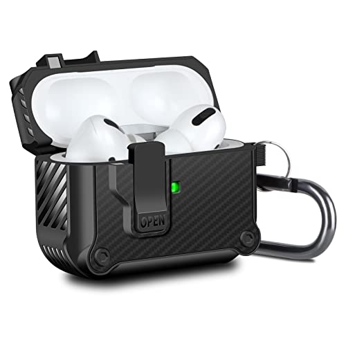 HoneyAKE for Airpods Pro 2nd Generation Case Cover 2022, Magnetic Lock Clip Airpod Pro 2 Case with Keychain, Shockproof Hard Shell Protective Cover for Apple AirPods Pro 2, Black [Front LED Visible]
