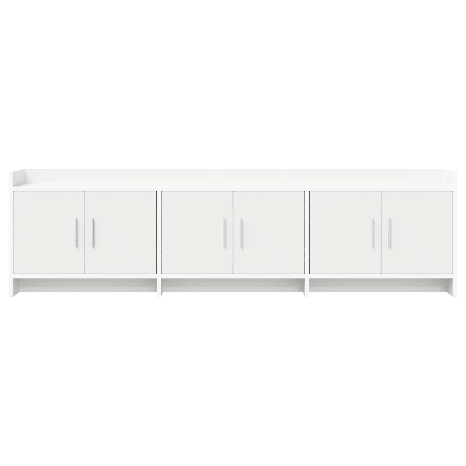 Szafka pod telewizor biała z materiału drewnopochodnego, 168 x 33 x 47 cm, niska szafka z 6 drzwiami, stolik pod telewizor i szafka pod telewizor do salonu, obszar mediów, zajmuje mało