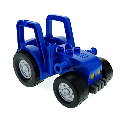 Bauernhof Traktor Auto blau groß Trecker Frontlader Lego Duplo E13