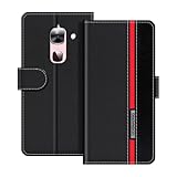 UOGNADGD Lederhülle Kompatibel mit Letv LeEco Le Max 2 Klappbares Portemonnaie-Hülle mit Magnetverschluss Ständer & Kartenfächern stoßfestem Schutz (Schwarz)