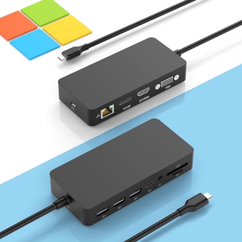 Microsoft Surface Thunderbolt 4 Dock, station d'accueil Surface 11-en-1 avec 4K HDMI+DP+VGA pour...