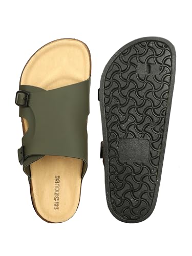 Image of Men Full Cover Double Buckle Slippers | Covered Slip-On Sandals for Men | Comfortable Footwear | Adjustable Strap Rubber Sandals | Anti-Slip Sole Slippers