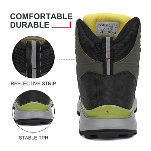 Dannto Men's Mid Ankle Hiking Boots Water Resistant Outdoor Snow Shoes Backpacking Walking Trekking Tactical Hunting Sneakers Army Green Size 7 #TOP3