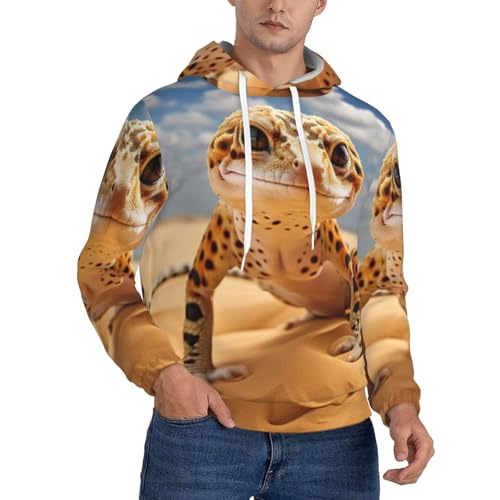 Sweat à capuche homme imprimé léopard sable gecko chaud et respirant