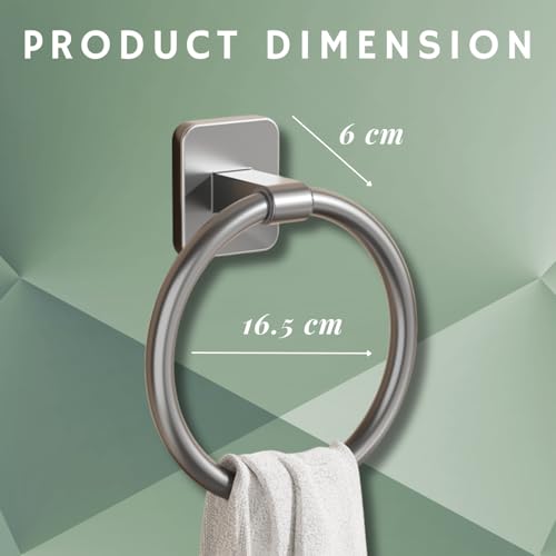 Image of Tenom Towel Hanger for Wash Basin, Self Adhesive Towel Holder for Kitchen & Bathroom, ABS Plastic Light Weight Rustproof Napkin Holder, Wall Mounted No Drill Towel Rod (Grey, Circle)
