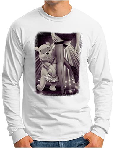 T-shirt manches longues homme Winnie goes Bitch OM3 blanc coton humoristique