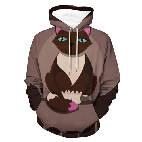 Hoodie Chat Brun unisexe, fini le froid avec ce pull à capuche manches longues taille S