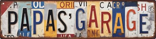 Cartel de metal con texto en inglés "Papa'S Garage", 10 x 40,6 cm, estilo vintage, para el hogar, restaurante, bar, cafetería, garaje, regalo para amantes