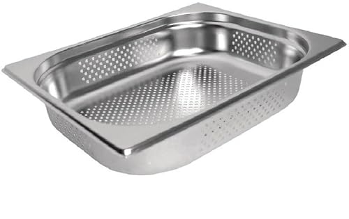 CateringBase Ltd Stainless Steel Perforated Gastronorm Container, 1/2 Size, 325 x 265 x 65 mm