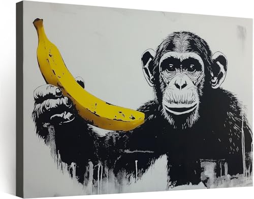 Impression sur toile géante 140 x 70 cm motif singe graffiti coloré pour salon