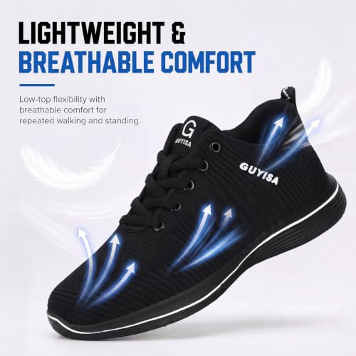 Image of GLANOUDUN Steel Toe Shoes for Men Lightweight Safety Toe Work Shoes Black