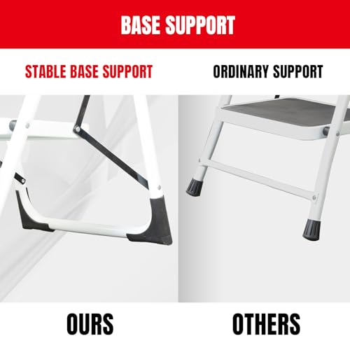Big RED 2 Step Ladder: Ergonomic Folding Stool with Anti-Slip Pedal, Step Stool with Padded Handle for Kitchen, Household, Offices. 400 lb Capacity by BIG RED - Used condition - Image 4
