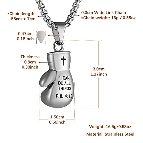 HZMAN Men Women Punk Stainless Steel Boxing Glove Chain Pendant Necklace3